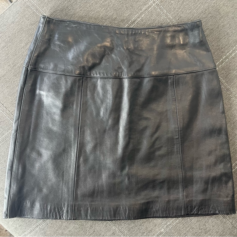 Valerie Stevens Black Leather Panel Mini Skirt